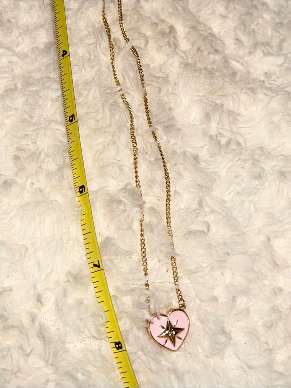 Brand New 18k Gold Necklace With Pink Heart Star Pendant - Fabulous Find - Picture 7 of 9